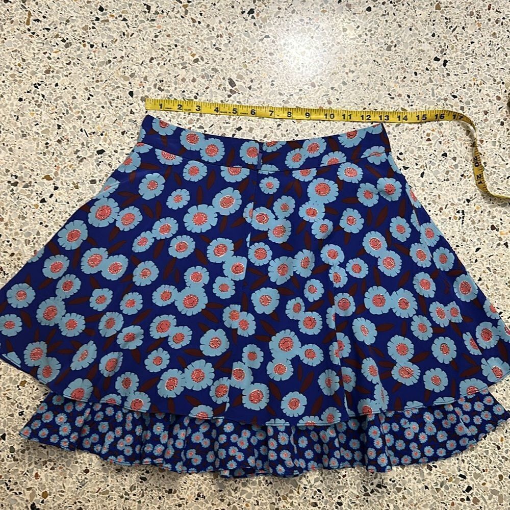 Kate Spade Skirt the Rules blue floral mini skirt 100% silk 2